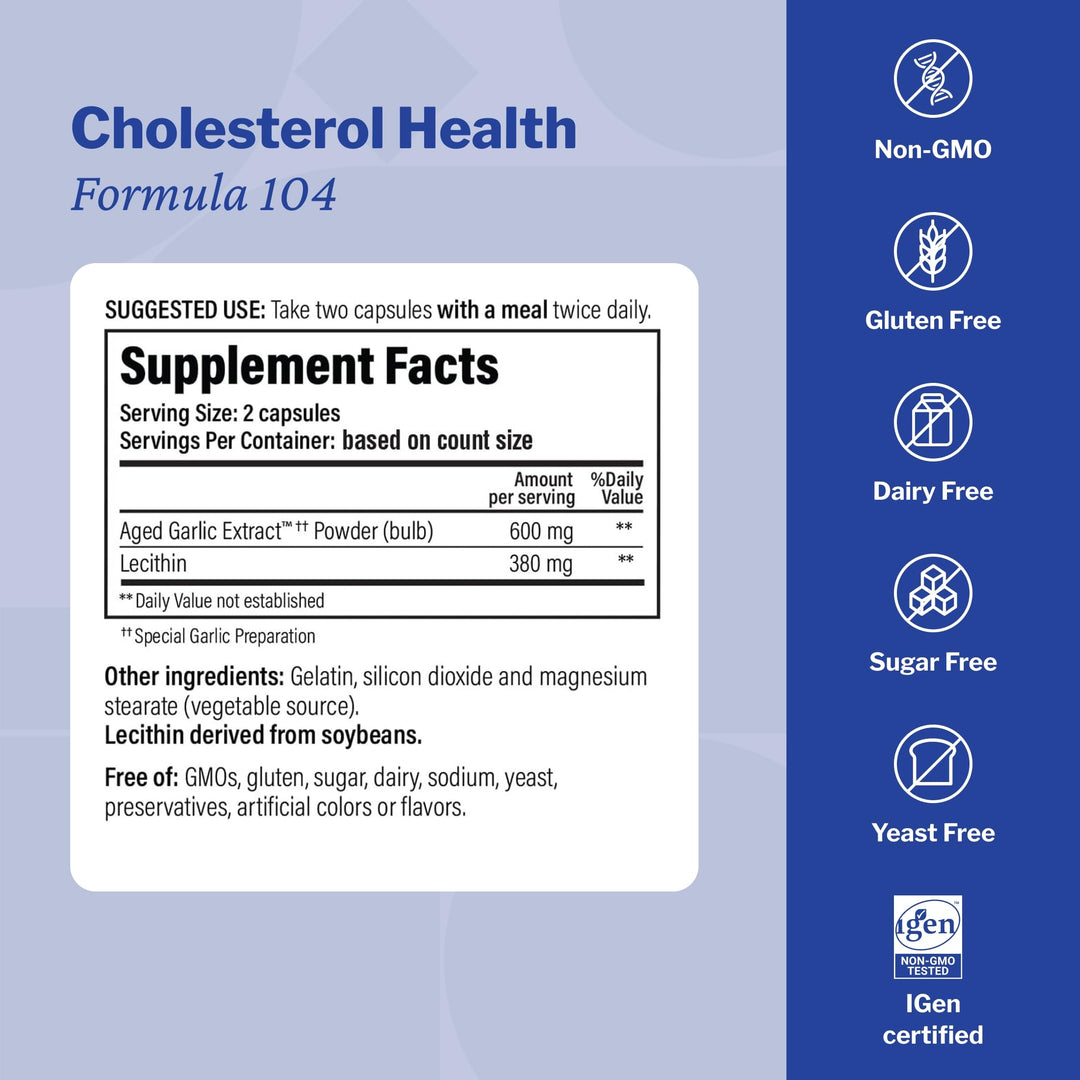 Kyolic Aged Garlic Extract Cholesterol Health Formula 104, 100 Count