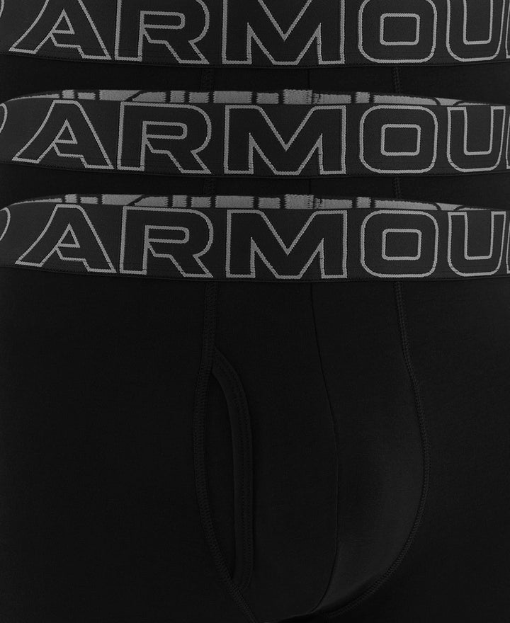 Under Armour Men's Cotton Boxerjock Brief Underwear, Black Solid, Medium, 3 Count