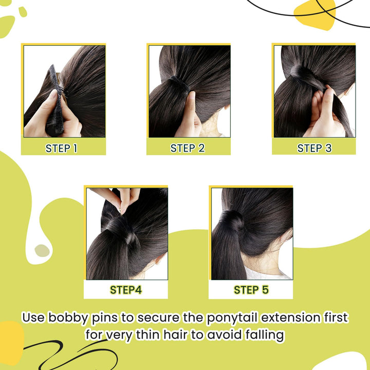 RUNATURE Human Hair Ponytail Extension, #1B Off Black, 12 Inch 70 g