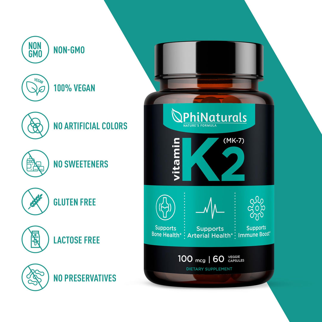 PhiNaturals Vitamin K2 MK-7, 100 mcg, 60 Count