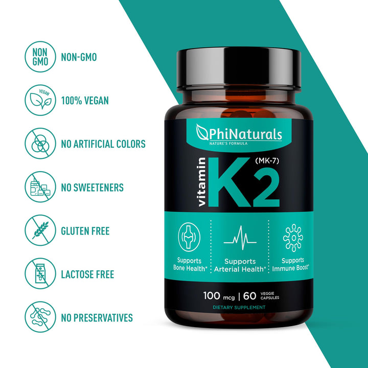 PhiNaturals Vitamin K2 MK-7, 100 mcg, 60 Count