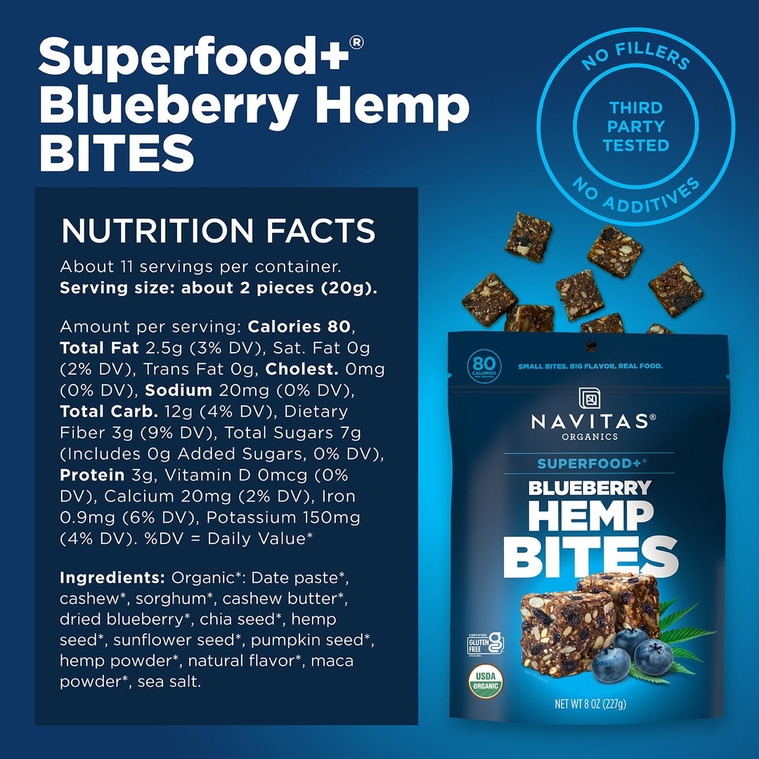 Navitas Organics Blueberry Hemp Superfood Snack, 8 oz