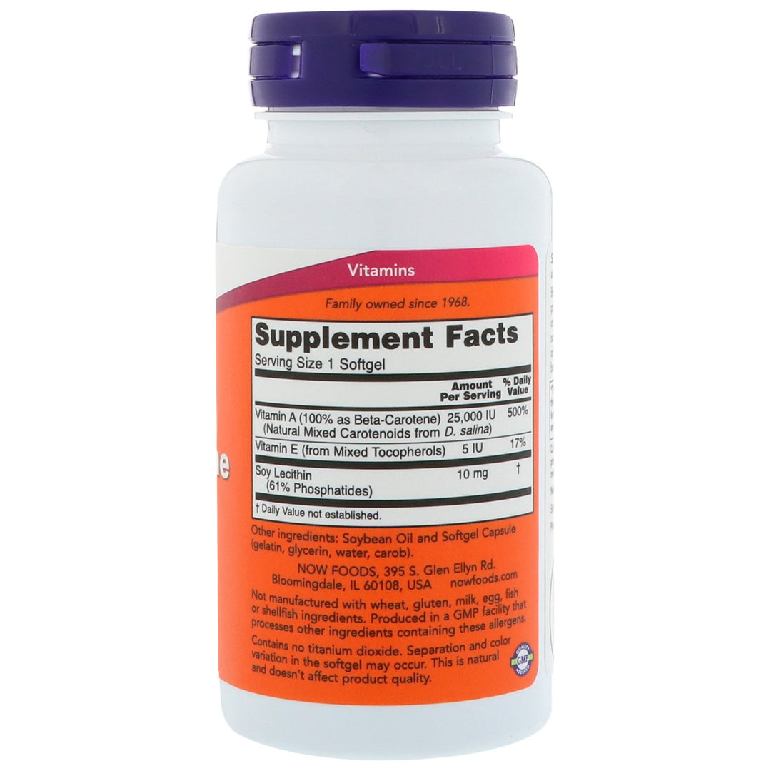 Now Foods Natural Beta Carotene 25000 IU, 90 Count