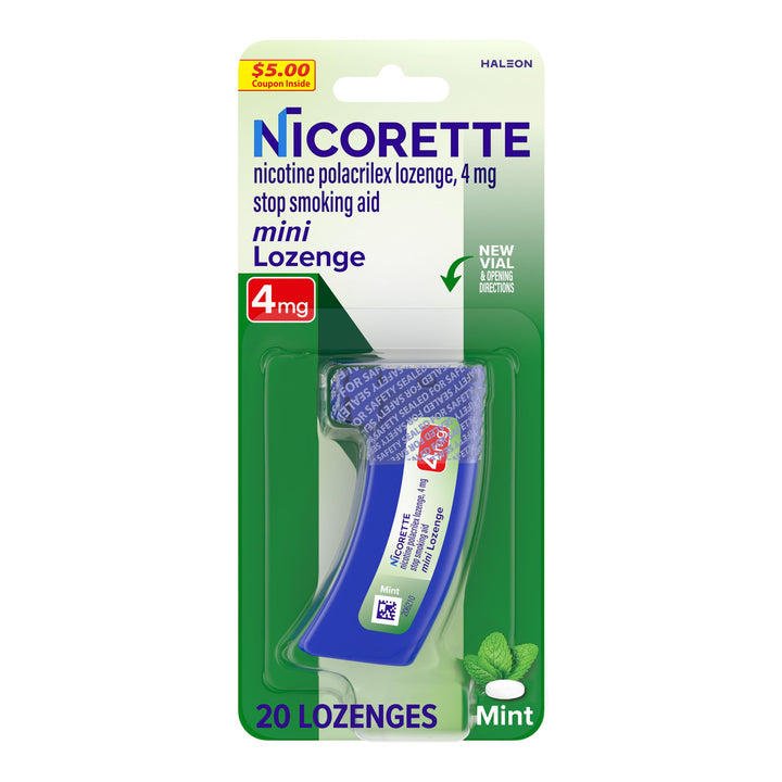 Nicorette Mini Nicotine Lozenges, Mint, 4 mg, 20 Count