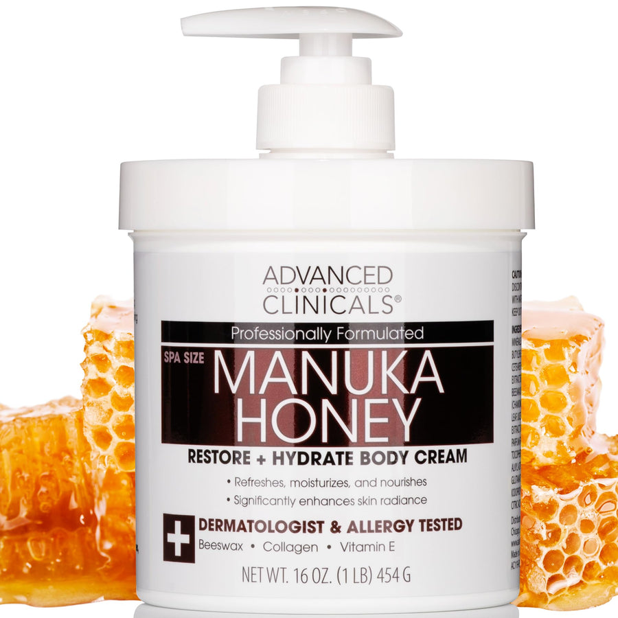 Advanced Clinicals Manuka Honey Body Cream, 16 oz