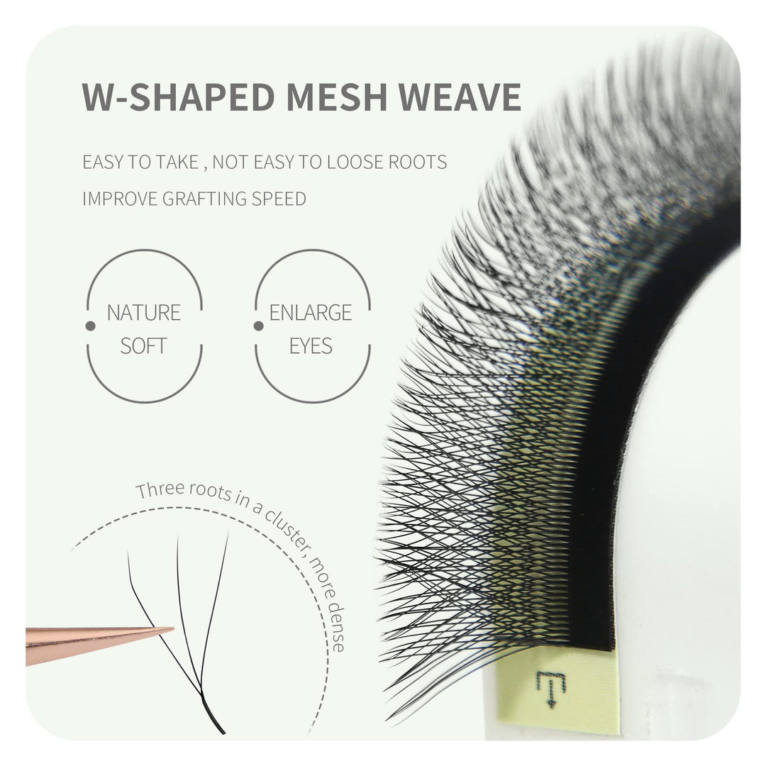 ANNAFRIS 3D Premade Fan W Shape Clover Eyelash Extensions, 0.07 D, 8-12mm Mix