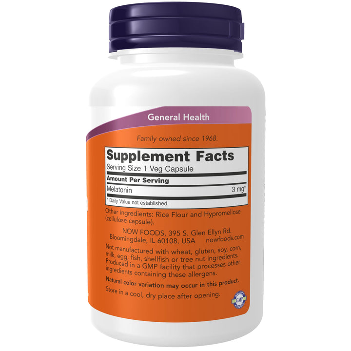 NOW Melatonin 3 mg, 180 Count