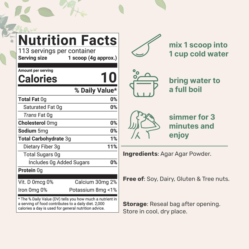 Micro Ingredients Agar Agar Powder, Unflavored, 16 oz