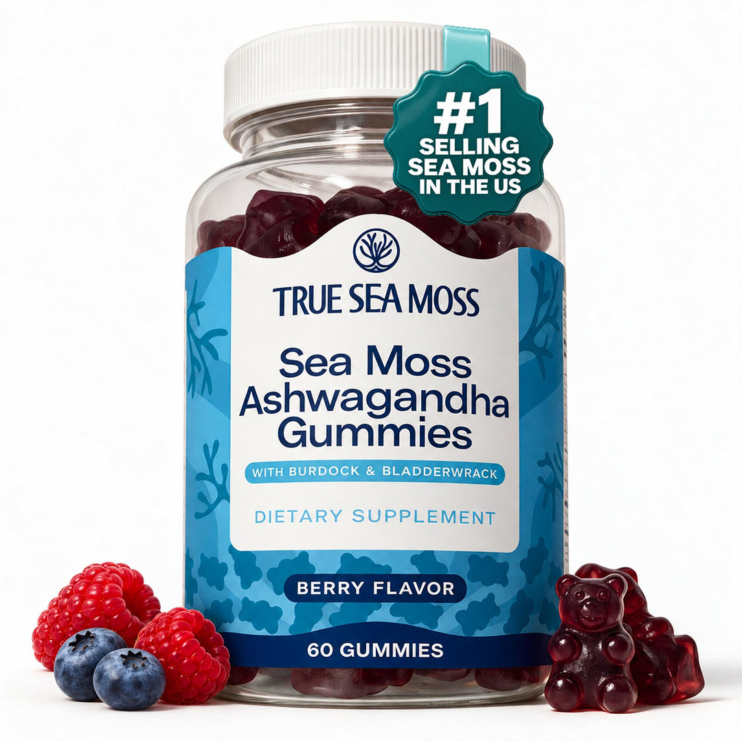 TrueSeaMoss Irish Sea Moss Gummies with Burdock Root and Bladderwrack, 60 Count
