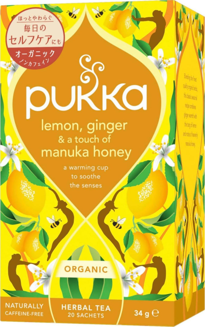 Pukka Organic Herbal Tea, Lemon Ginger And Manuka Honey, 20 Count