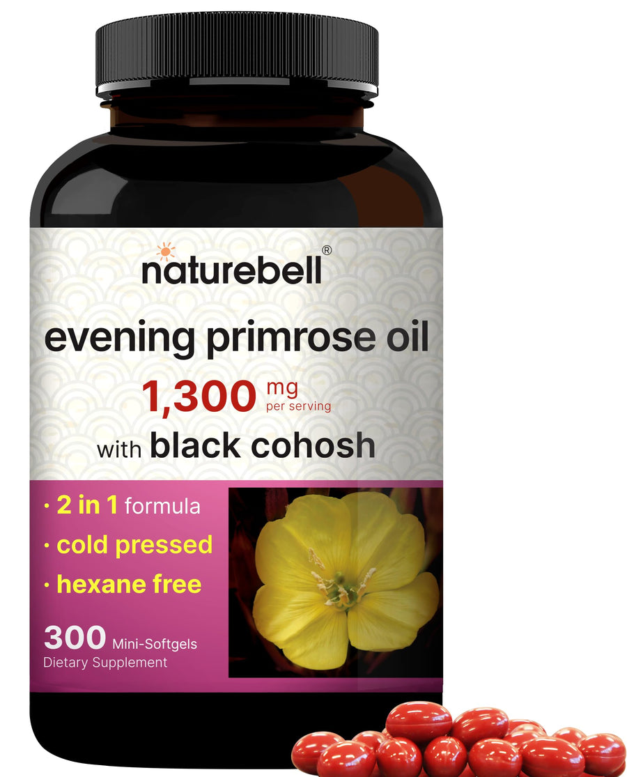 NatureBell Evening Primrose Oil with Black Cohosh, 1300 mg, 300 Count