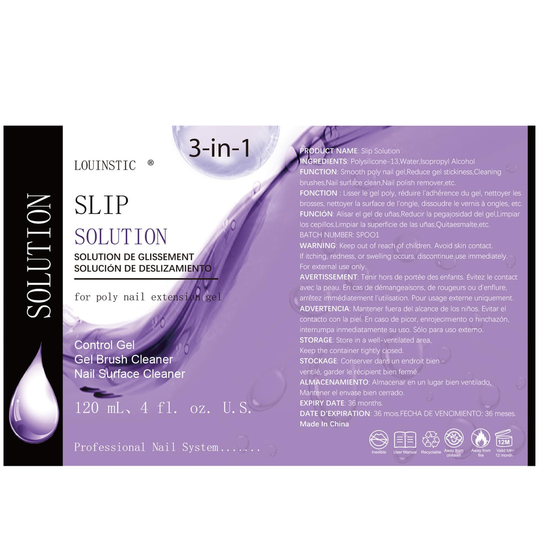 LOUINSTIC Slip Solution For Poly Extension Gel, 4 fl oz