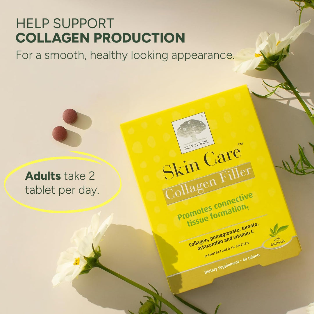 NEW NORDIC Collagen Filler Tablets, Marine Collagen with Vitamin C, 60 Count