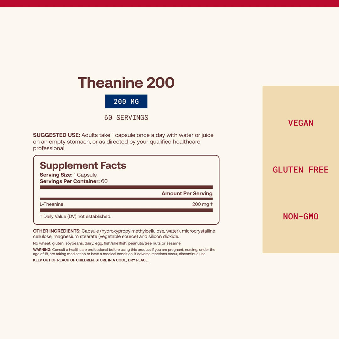 Jarrow Formulas Theanine, 200 mg, 60 Count