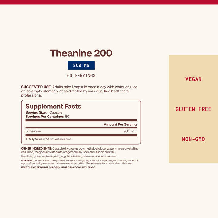Jarrow Formulas Theanine, 200 mg, 60 Count