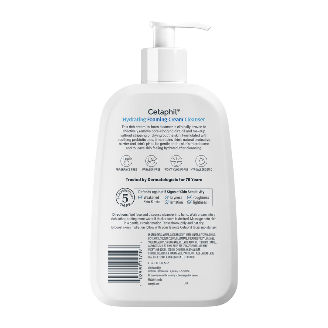 Cetaphil Cream To Foam Face Wash, Sensitive Skin, 16 oz
