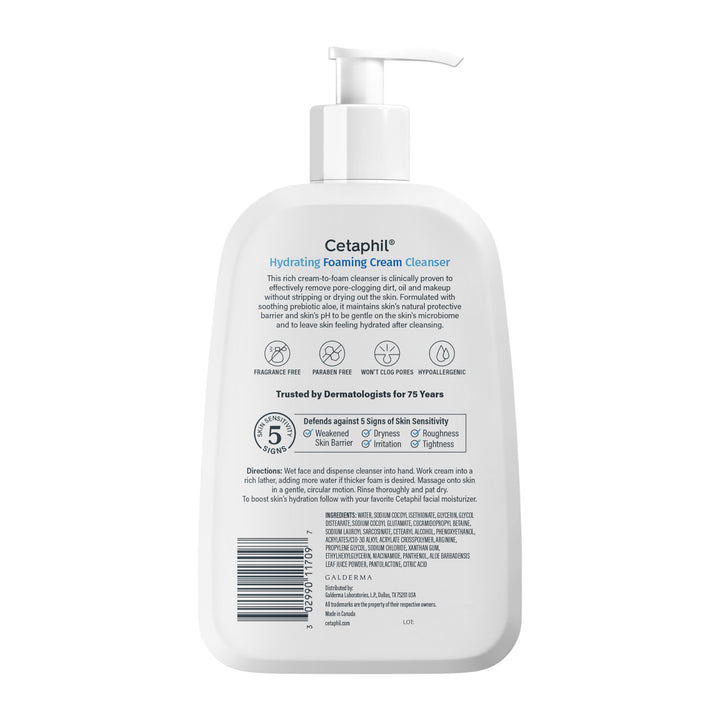 Cetaphil Cream To Foam Face Wash, Sensitive Skin, 16 oz