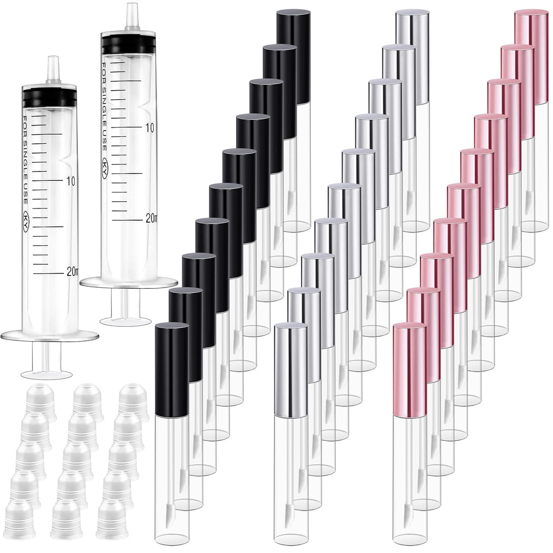 Bercoor Lip Gloss Tube, Black Silver and Pink, 30 Count