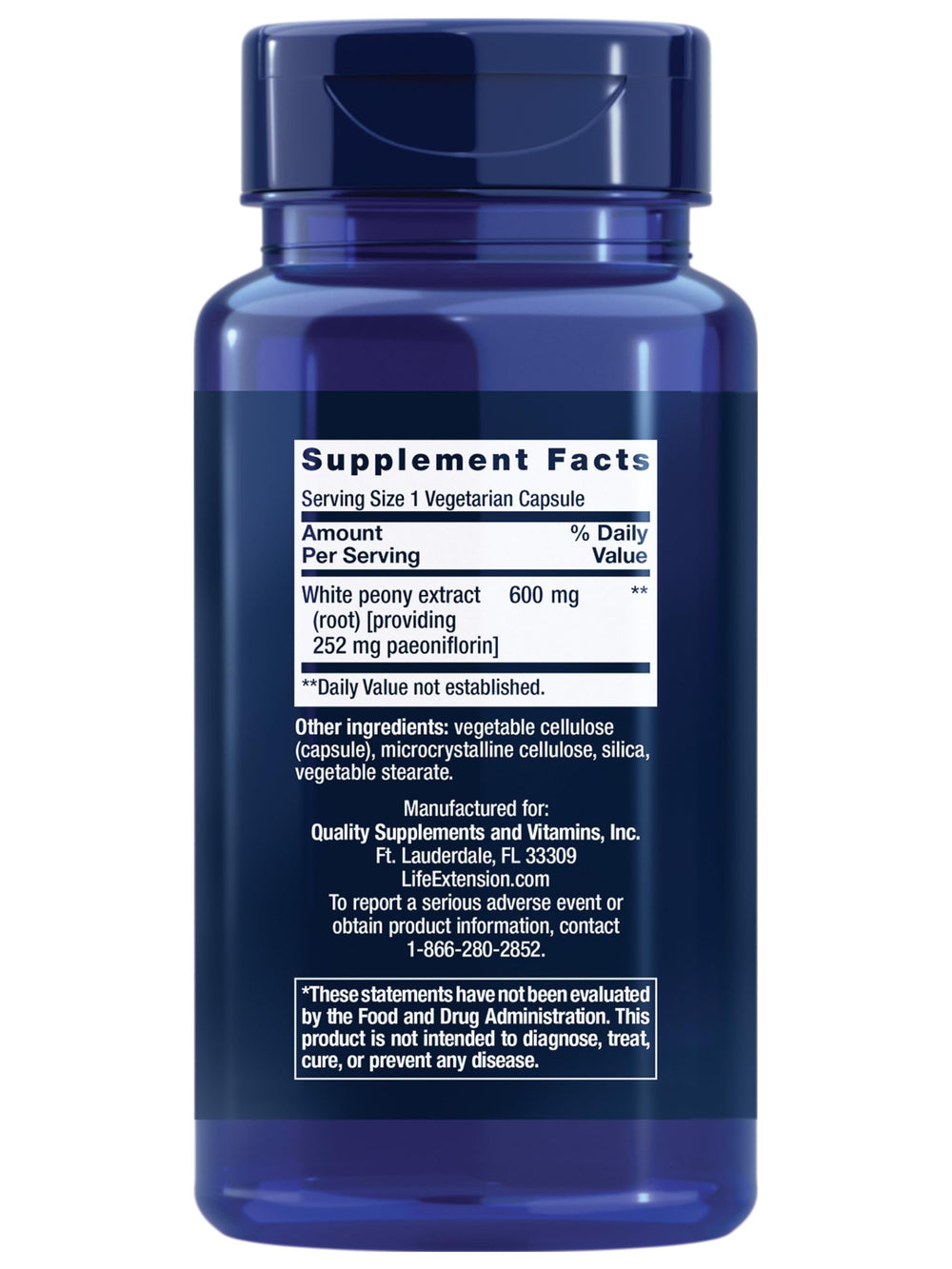 Life Extension Peony Immune White Peony Root Extract, 60 Count