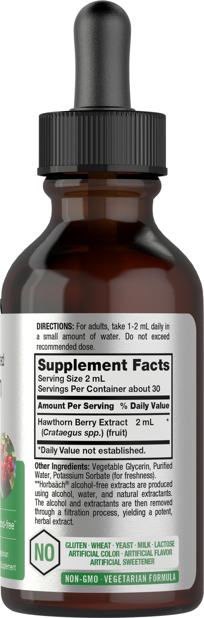 Horbäach Hawthorn Berry Extract, Alcohol Free Liquid Tincture, 2 fl oz