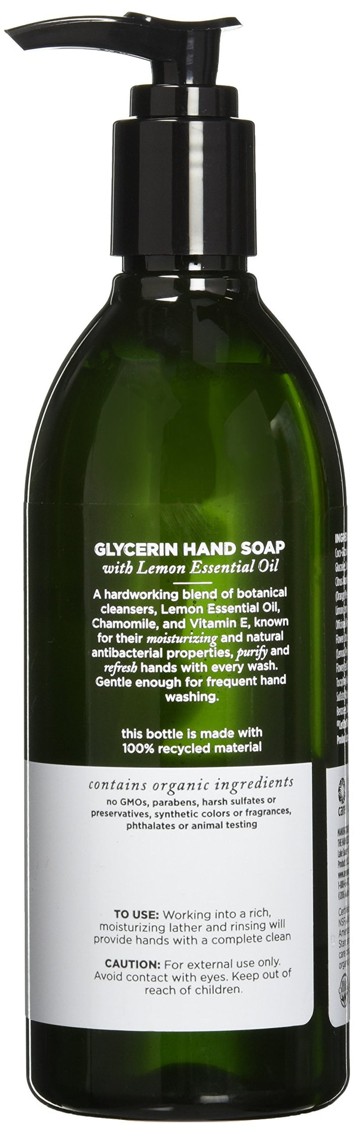 Avalon Organics Glycerin Liquid Hand Soap, Lemon, 12 fl oz