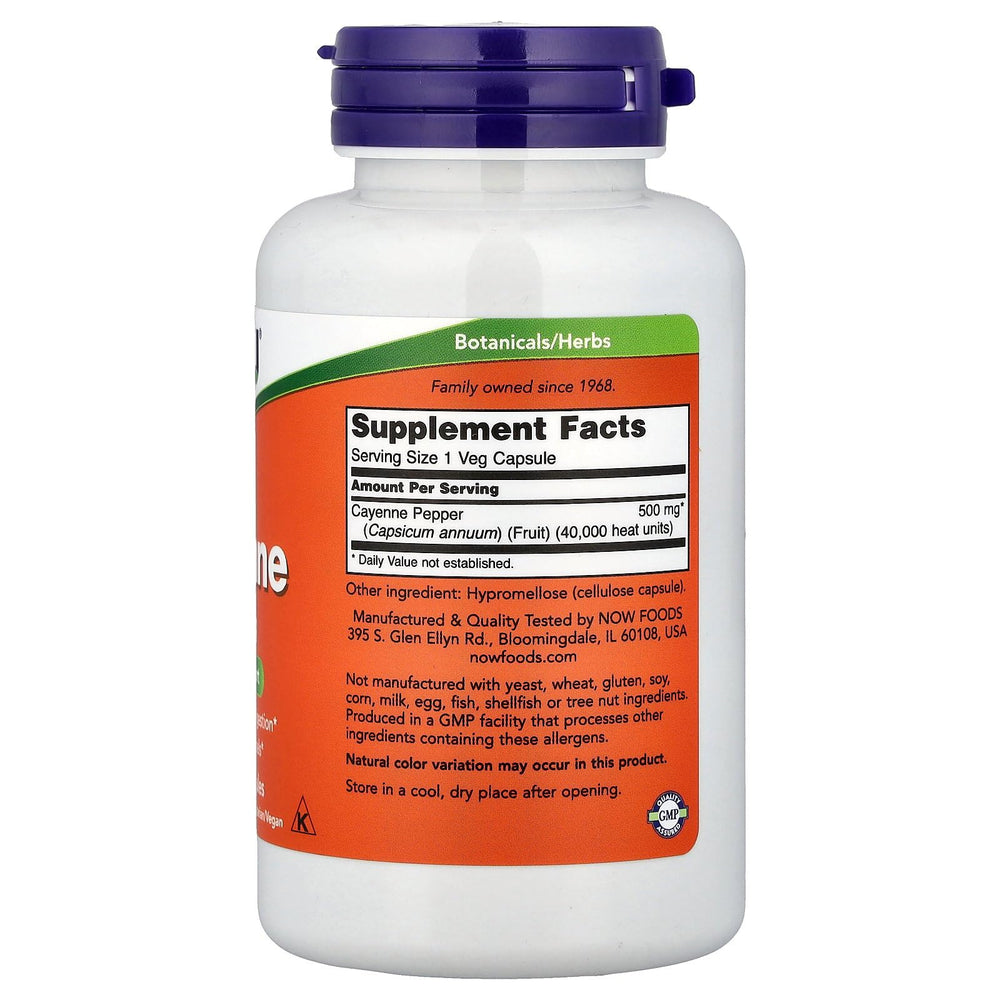 NOW Cayenne 500 mg, 100 Count