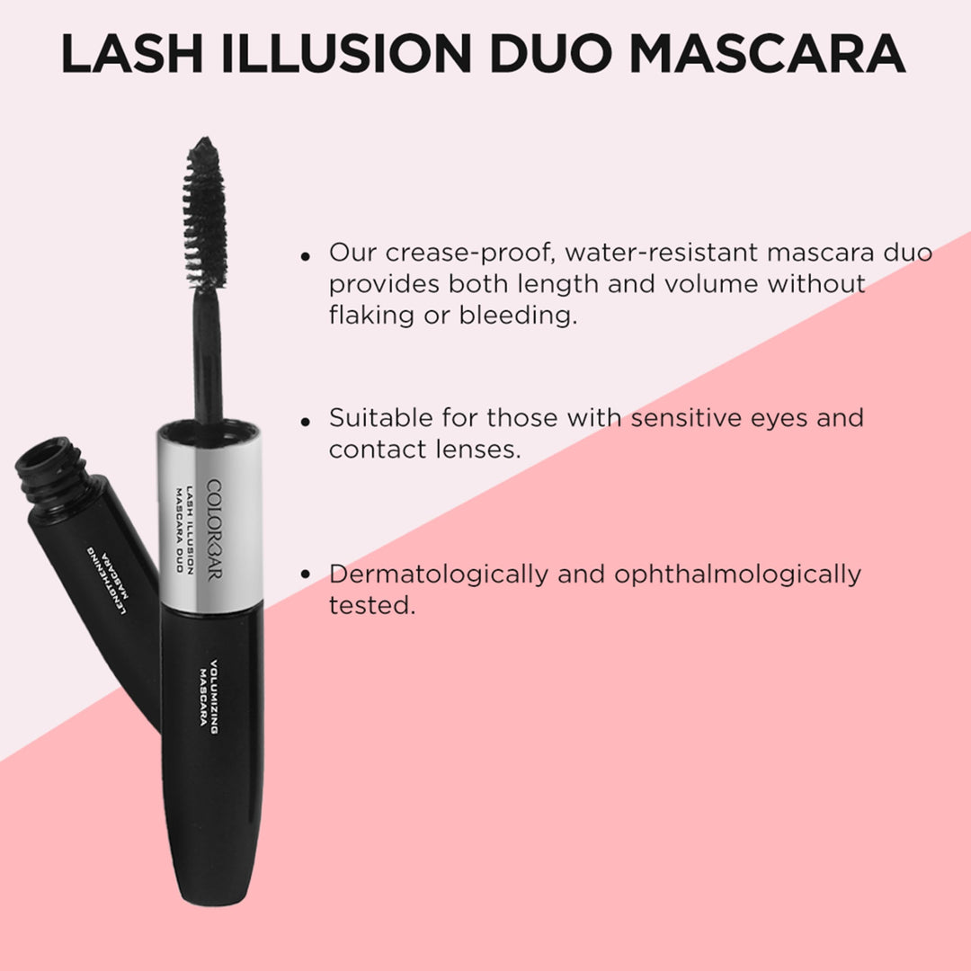 Colorbar Lash Illussion Mascara Duo, Black, 0.27 oz