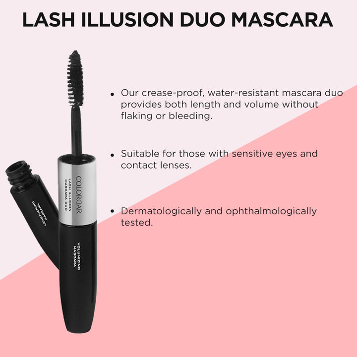 Colorbar Lash Illussion Mascara Duo, Black, 0.27 oz