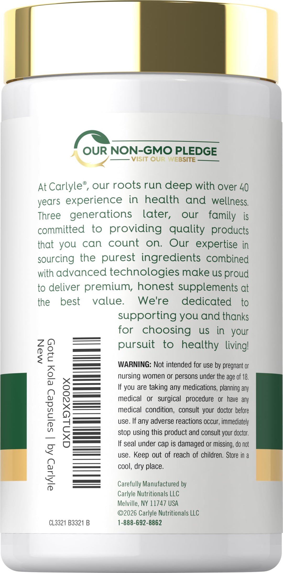 Carlyle Gotu Kola Capsules, 180 Count