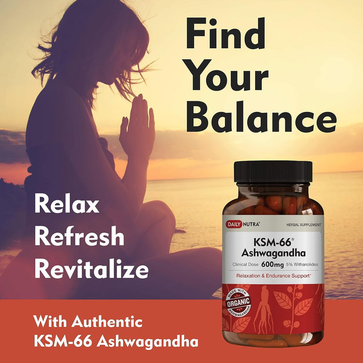 DailyNutra KSM-66 Ashwagandha Organic Root Extract, 600 mg, 90 Count