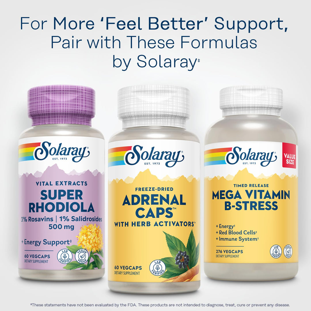 SOLARAY Adrenal Caps Freeze Dried, 60 Count