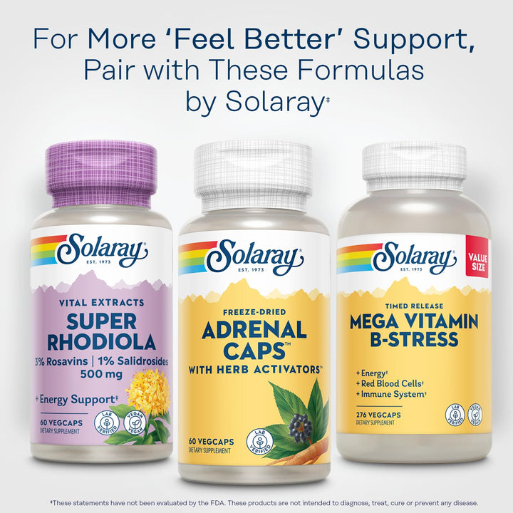 SOLARAY Adrenal Caps Freeze Dried, 60 Count