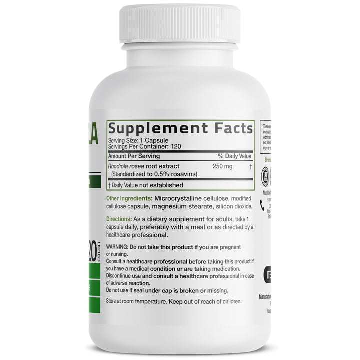 Bronson Rhodiola Rosea Capsules, 120 Count