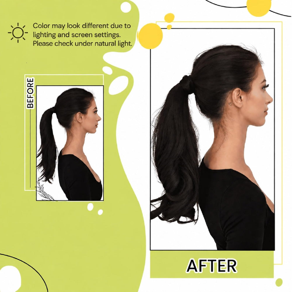 RUNATURE Human Hair Ponytail Extension, #1B Off Black, 12 Inch 70 g