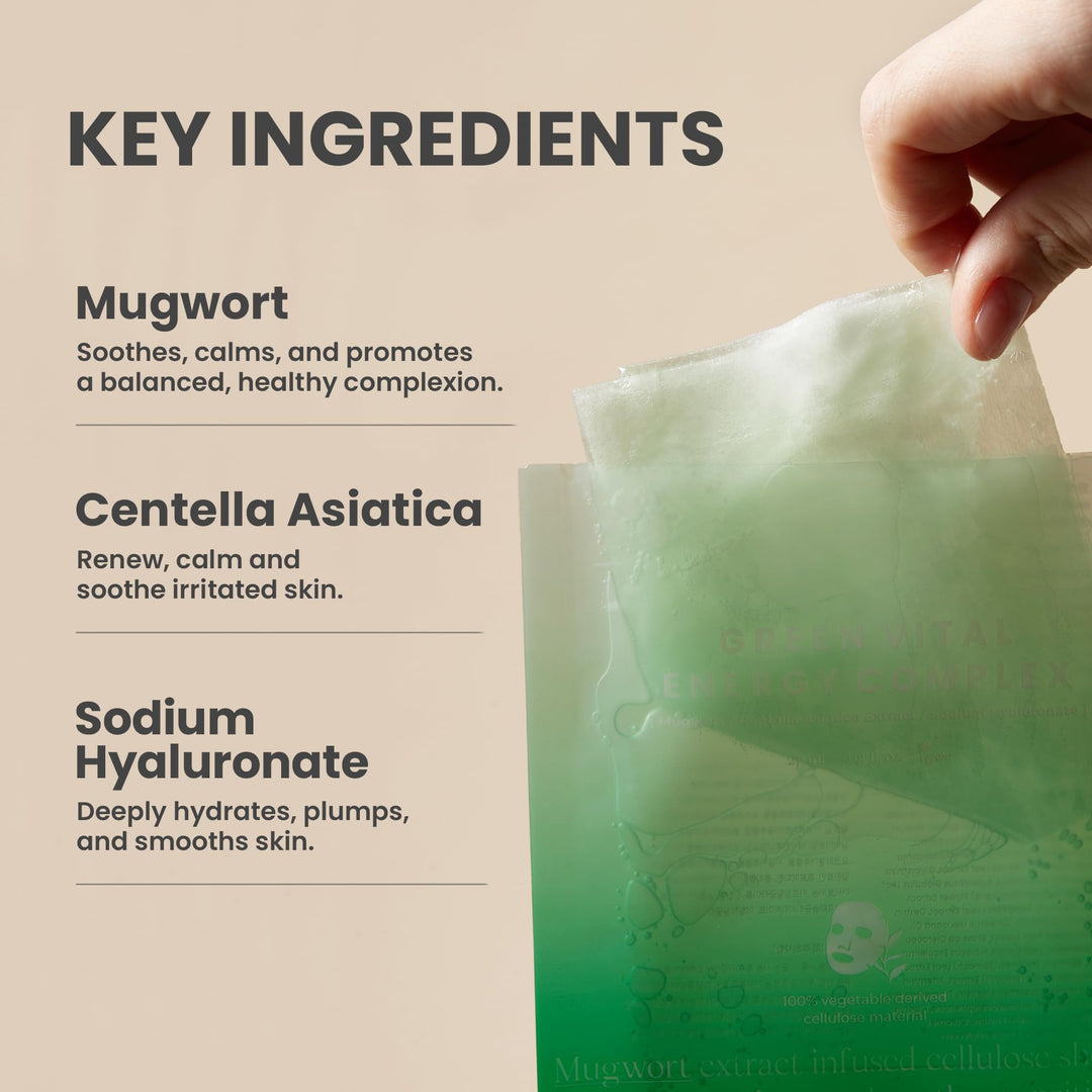 AXIS-Y Mugwort Green Vital Energy Complex Sheet Mask, 5 Count