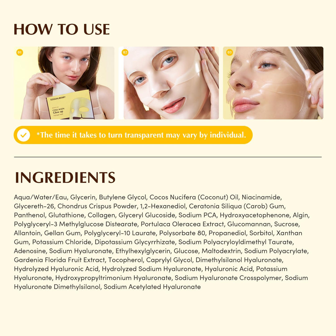 EQQUALBERRY Collagen Pore-Tight Up Mask, 4 Count, 1.01 oz
