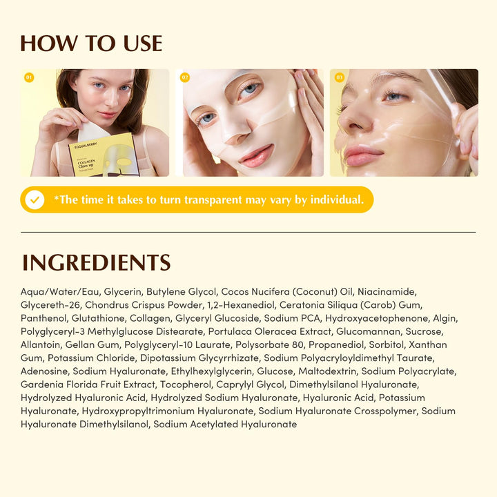 EQQUALBERRY Collagen Pore-Tight Up Mask, 4 Count, 1.01 oz