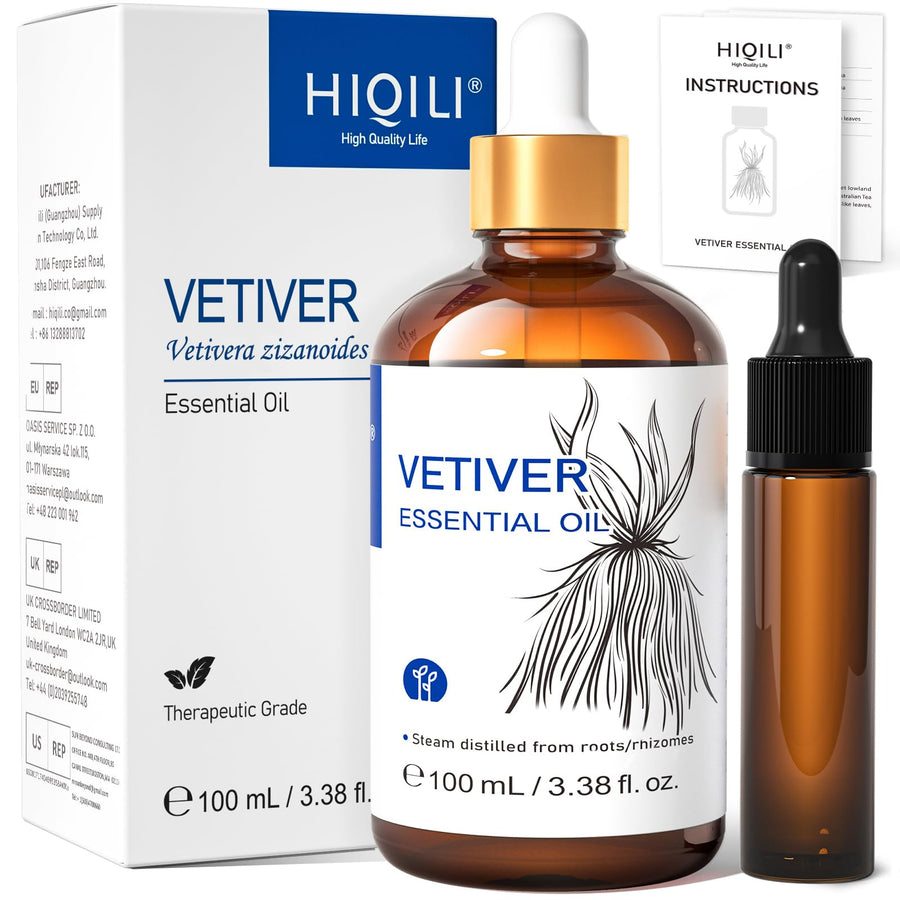 HIQILI Vetiver Essential Oil, 3.38 fl oz