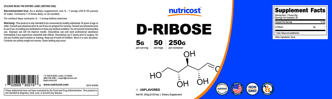 Nutricost D-Ribose Powder, 250 g