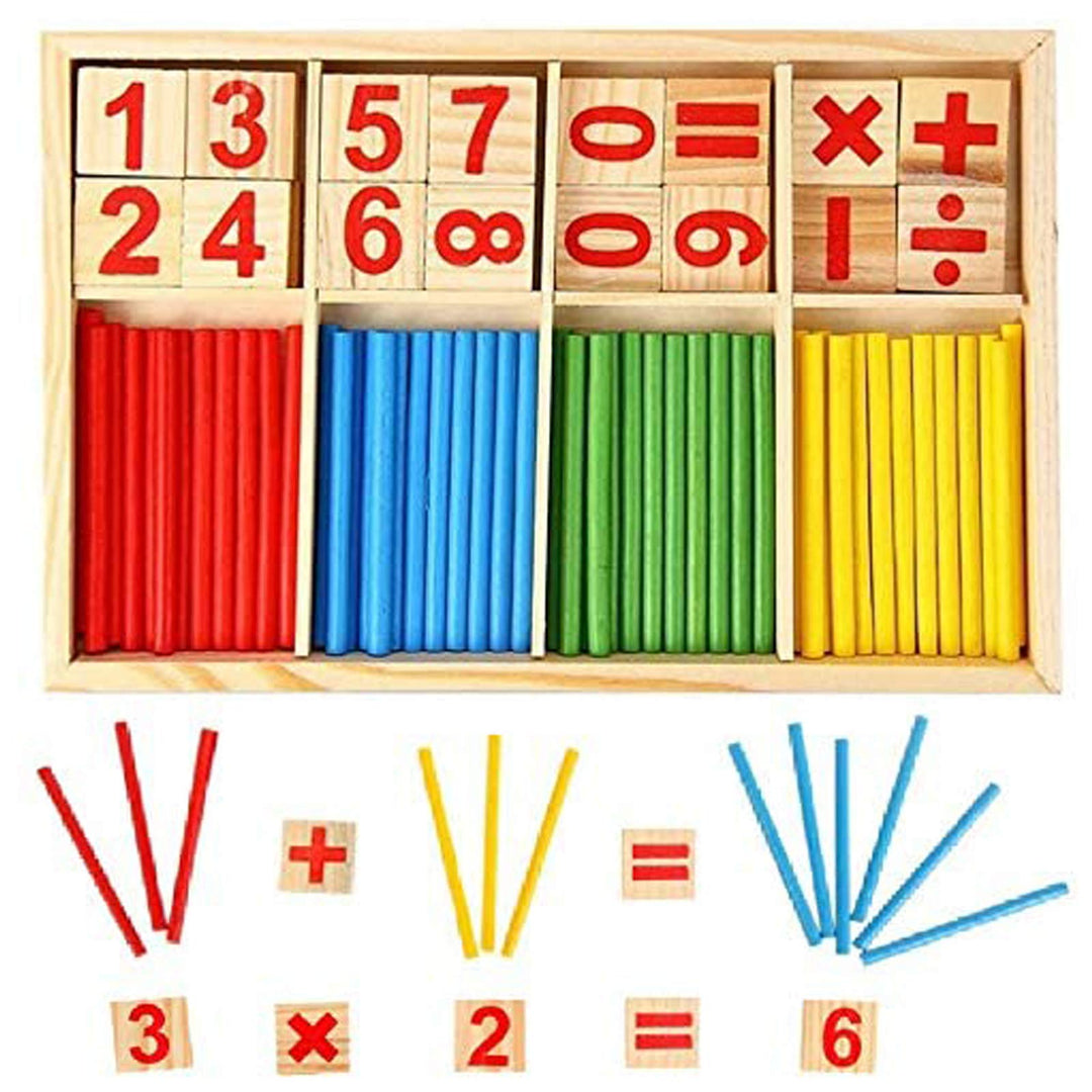 KUTOI Counting Number Blocks And Sticks, Wooden Rods With Storage Tray