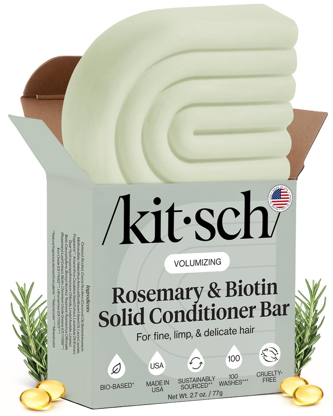 Kitsch Conditioner Bar, Rosemary & Biotin, 2.7 oz