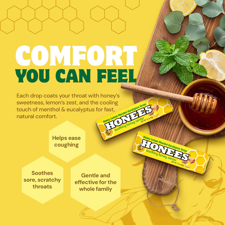 Honees Menthol Lemon Cough Drops, 9 Count