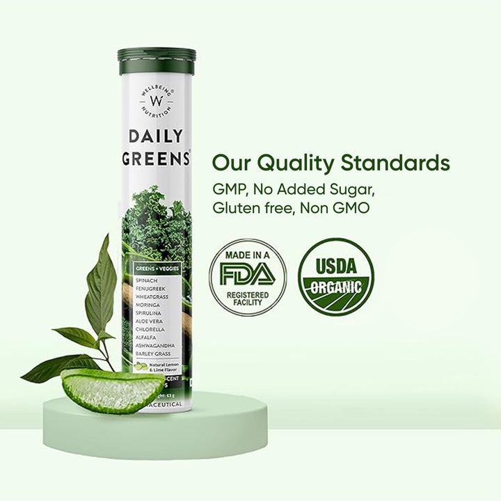 Wellbeing Nutrition Daily Greens Effervescent Tablets, 15 Count