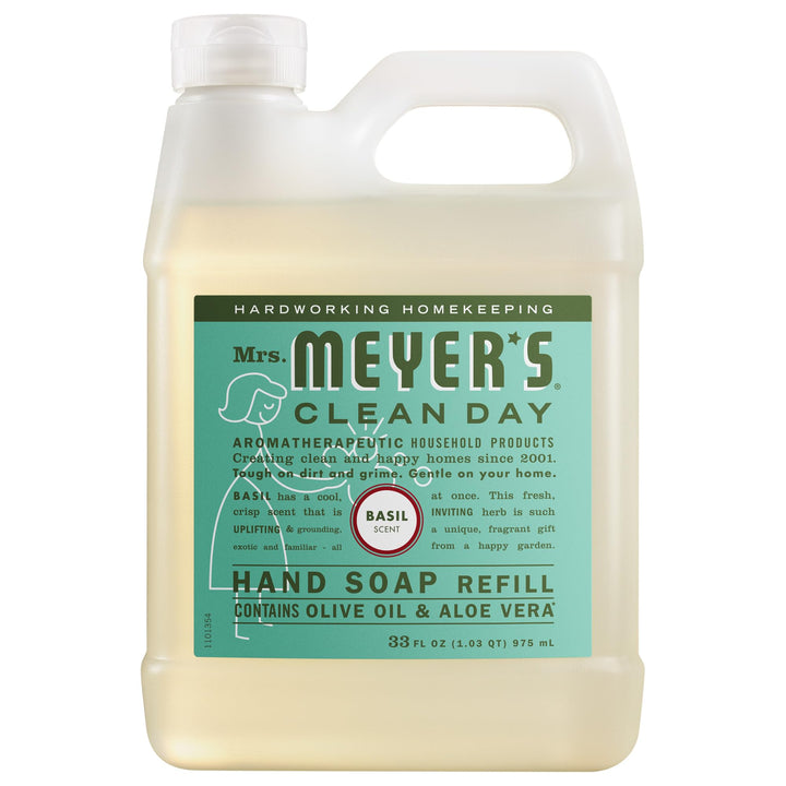 Mrs. MEYER'S Clean Day Liquid Hand Soap Refill, Basil, 33 fl oz