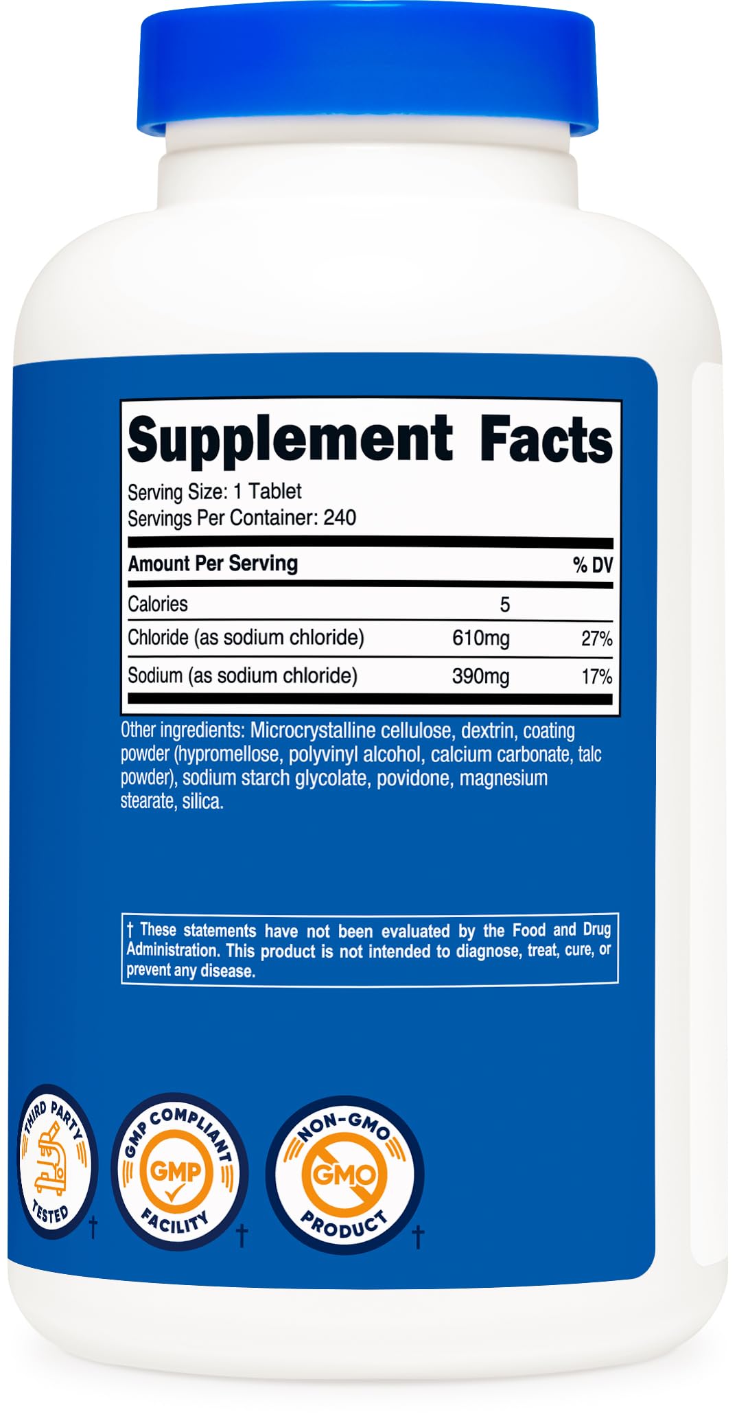 Nutricost Sodium Chloride Tablets, 1000 mg, 240 Count