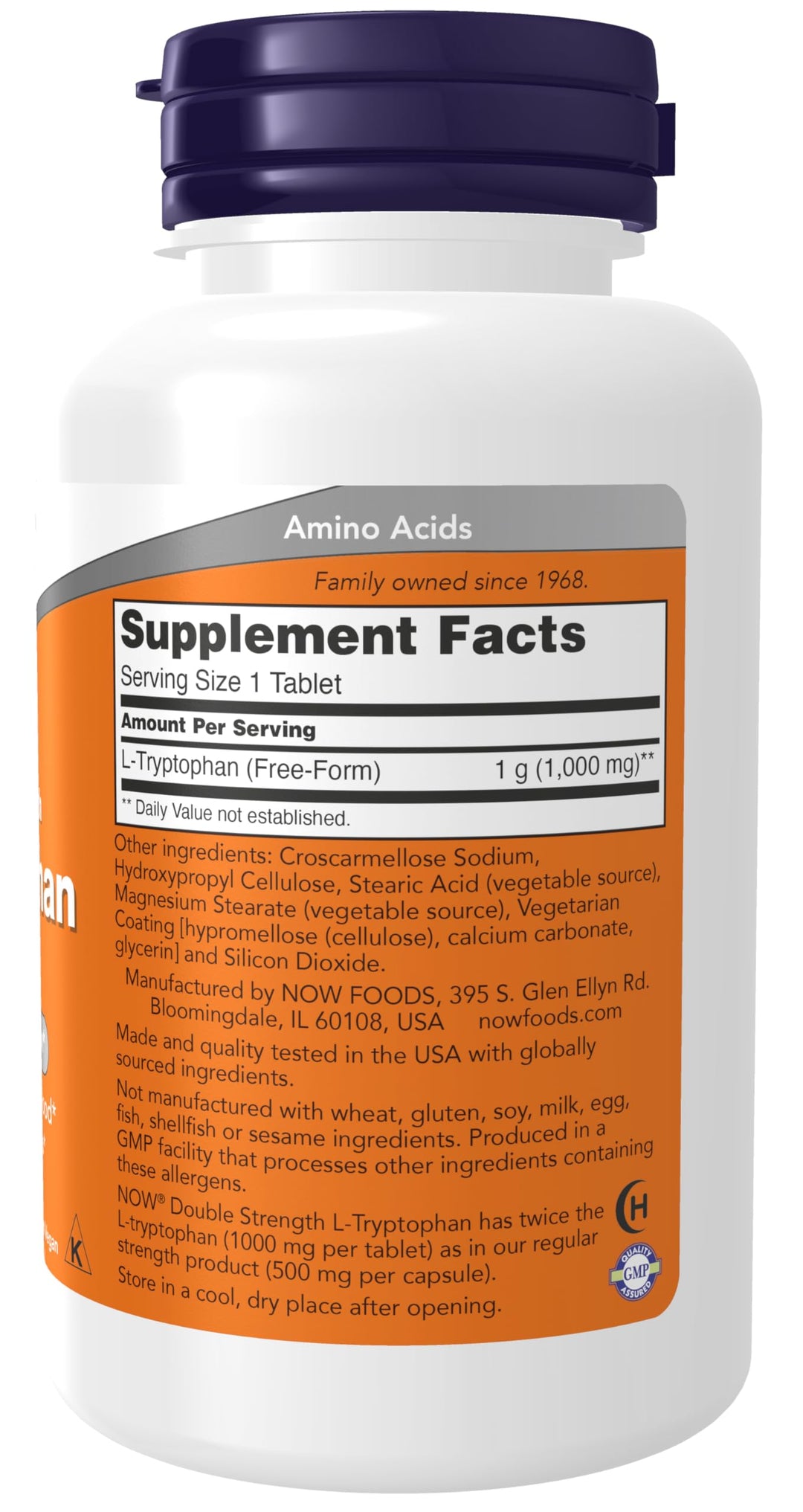 NOW L-Tryptophan 1000 mg, 60 Count
