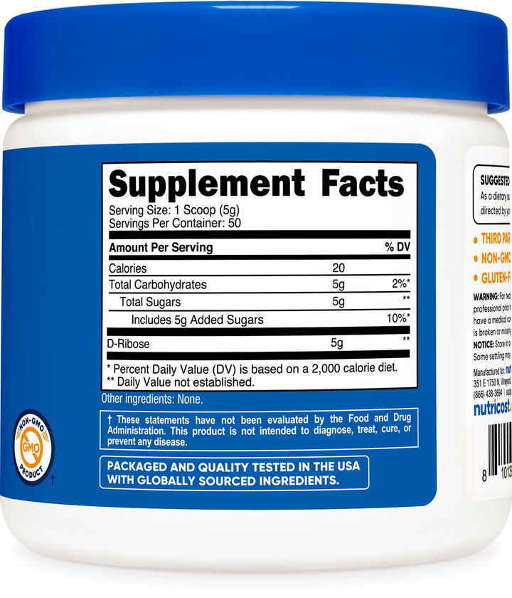 Nutricost D-Ribose Powder, 250 g