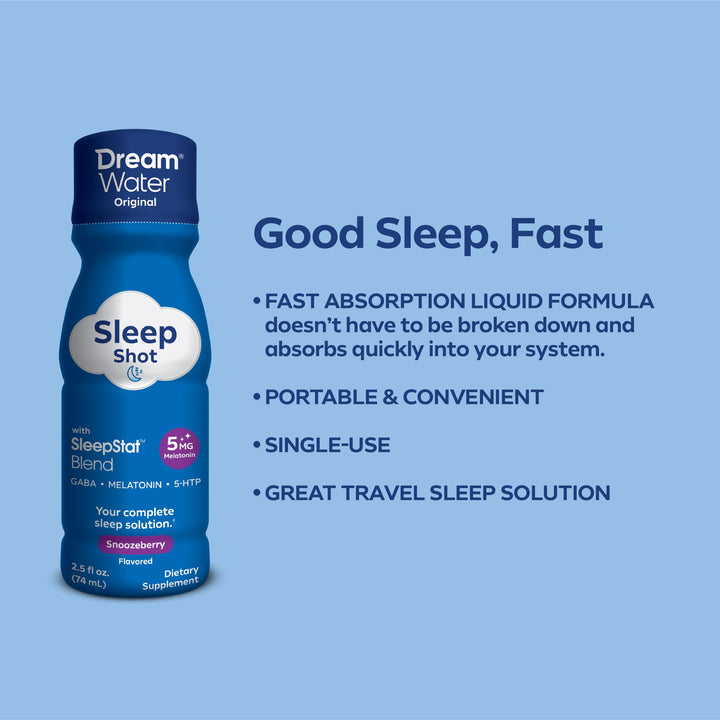 Dream Water Natural Sleep Aid Shot, Snoozeberry, 4 Count