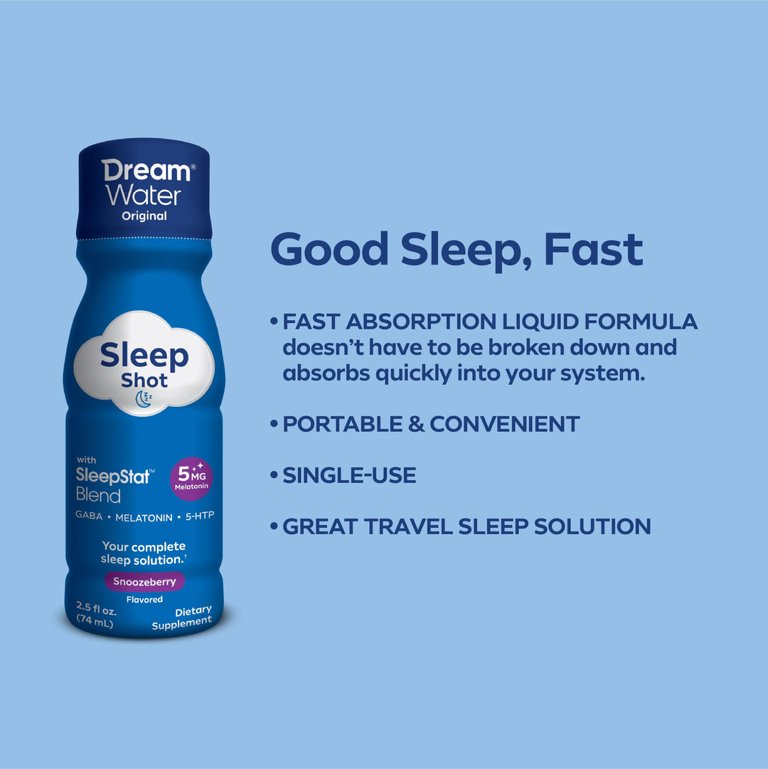 Dream Water Sleep Aid Shot, Snoozeberry, 2.5 fl oz, 12 Count