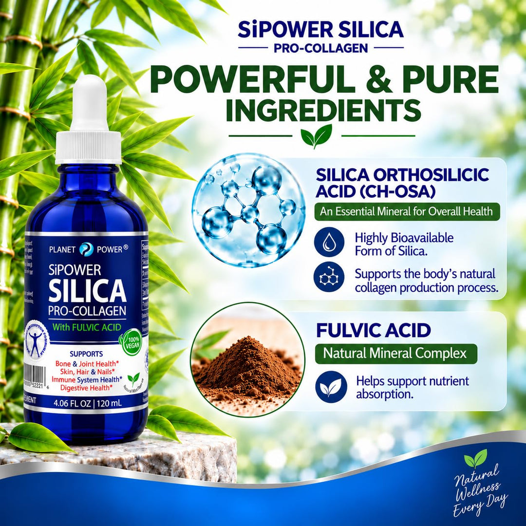 Planet Power Silica Vegan Collagen + Fulvic Acid, 4 fl oz